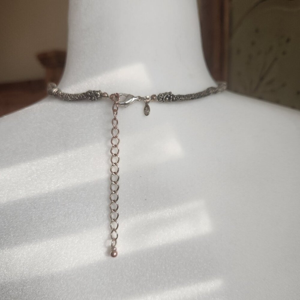 Premier Designs Silver "Marcasite" Choker Necklace 16” Wired Links - Picture 4 of 6